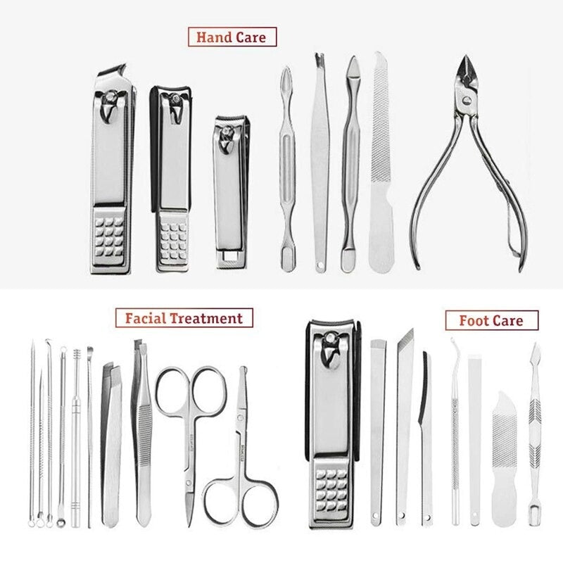 12 pieces Professional Nail Clippers Pedicure Kit Nail Tools with Luxurious  Travel Case