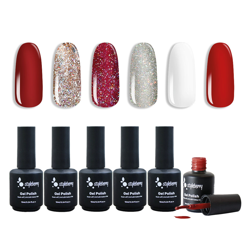 Gel Polish Set 6 Colours with 5 Piece Essential Set and 168W Lamp