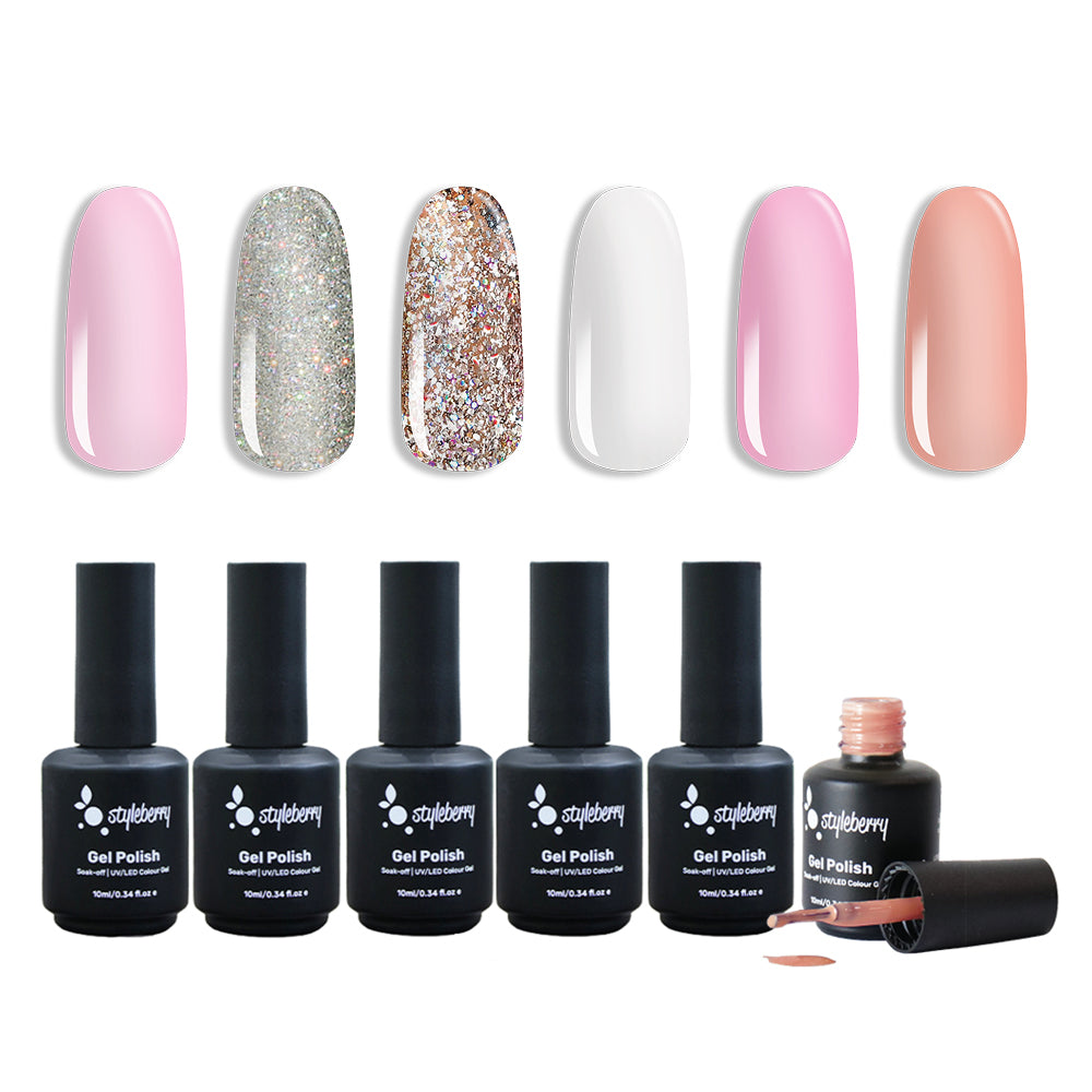 Gel Polish Set 6 Colours with 3 Piece Essential Set and 168W Lamp