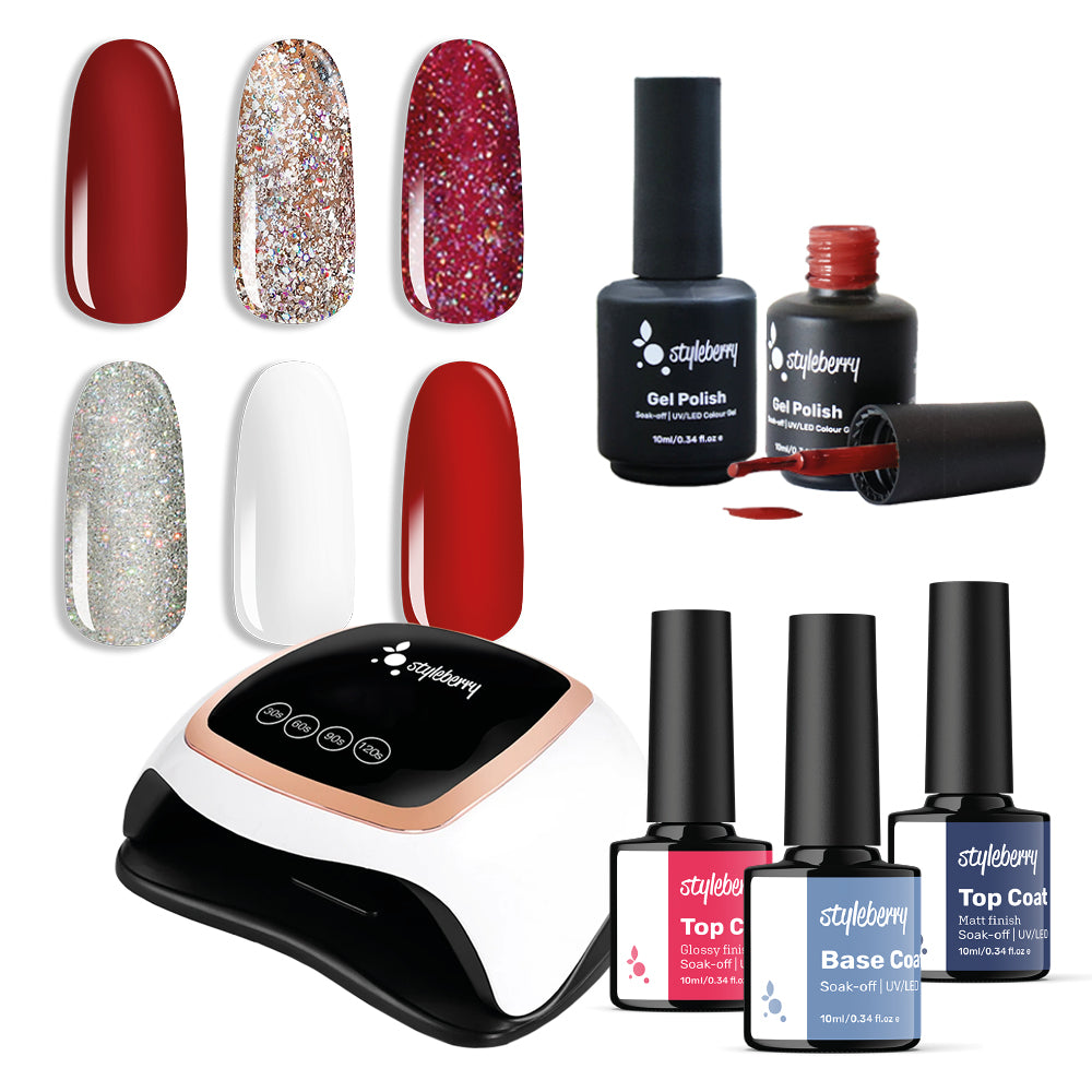 Gel Polish Set 6 Colours with 3 Piece Essential Set and 168W Lamp